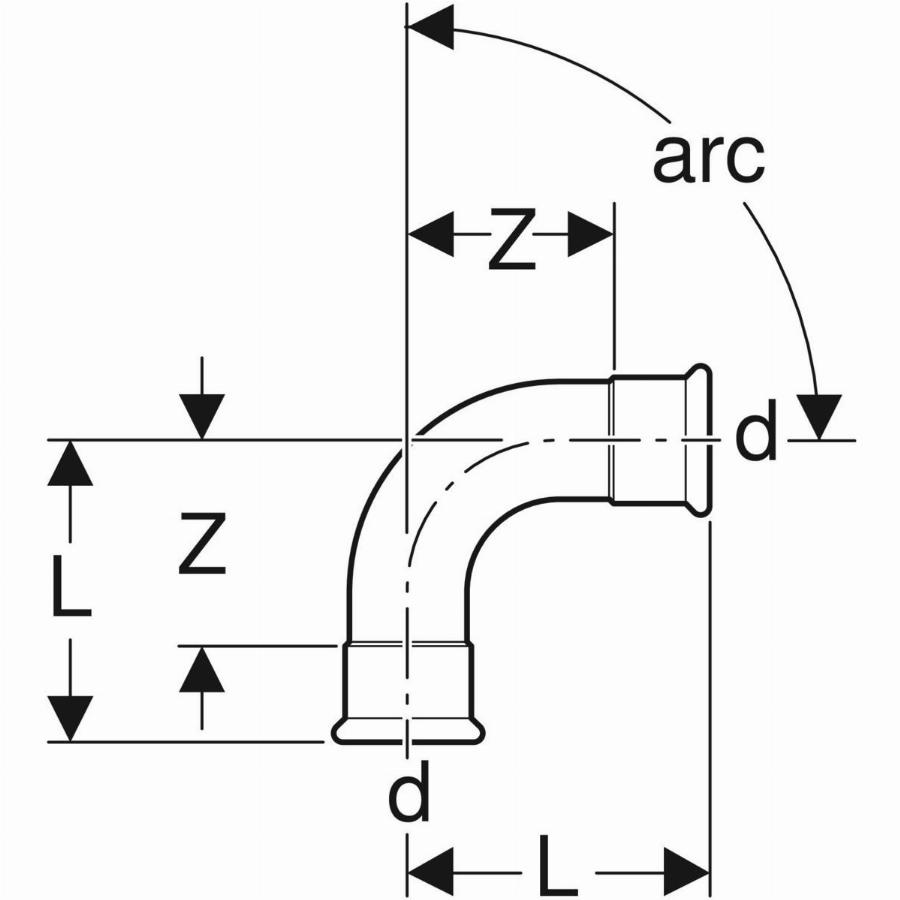 Geberit Mapress Acciaio C Curva, Dn 25, Dø 28 Mm, 20105