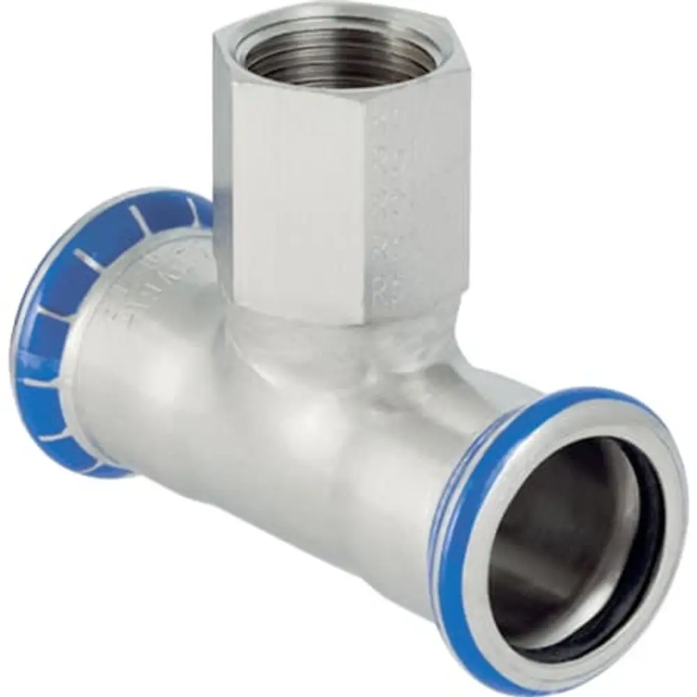 Geberit Mapress Acciaio Inossidabile Raccordo A T Con Filetto Interno, Dn 32 / 20 / 32, Dø 35 Mm, 31313