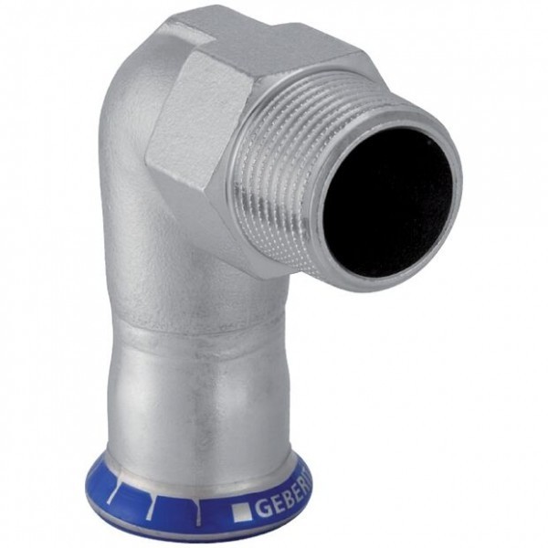 Geberit Mapress Acciaio Inox Gomito Di Transizione 90° Con Filetto Esterno, Dn 15, 33834