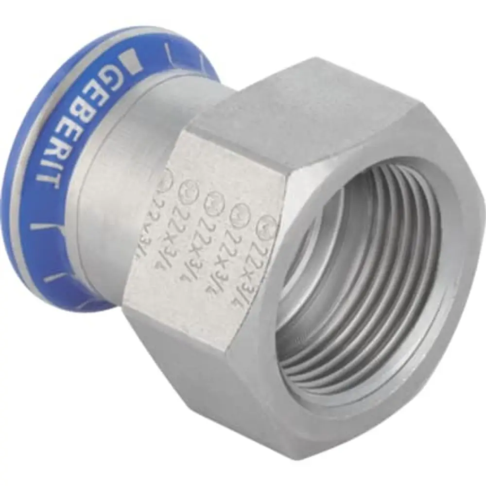 Geberit Mapress Acciaio Inox Raccordo Di Transizione Con Filettatura Interna (esente Da Labs), Dn 40, Dø 42 Mm, 81814
