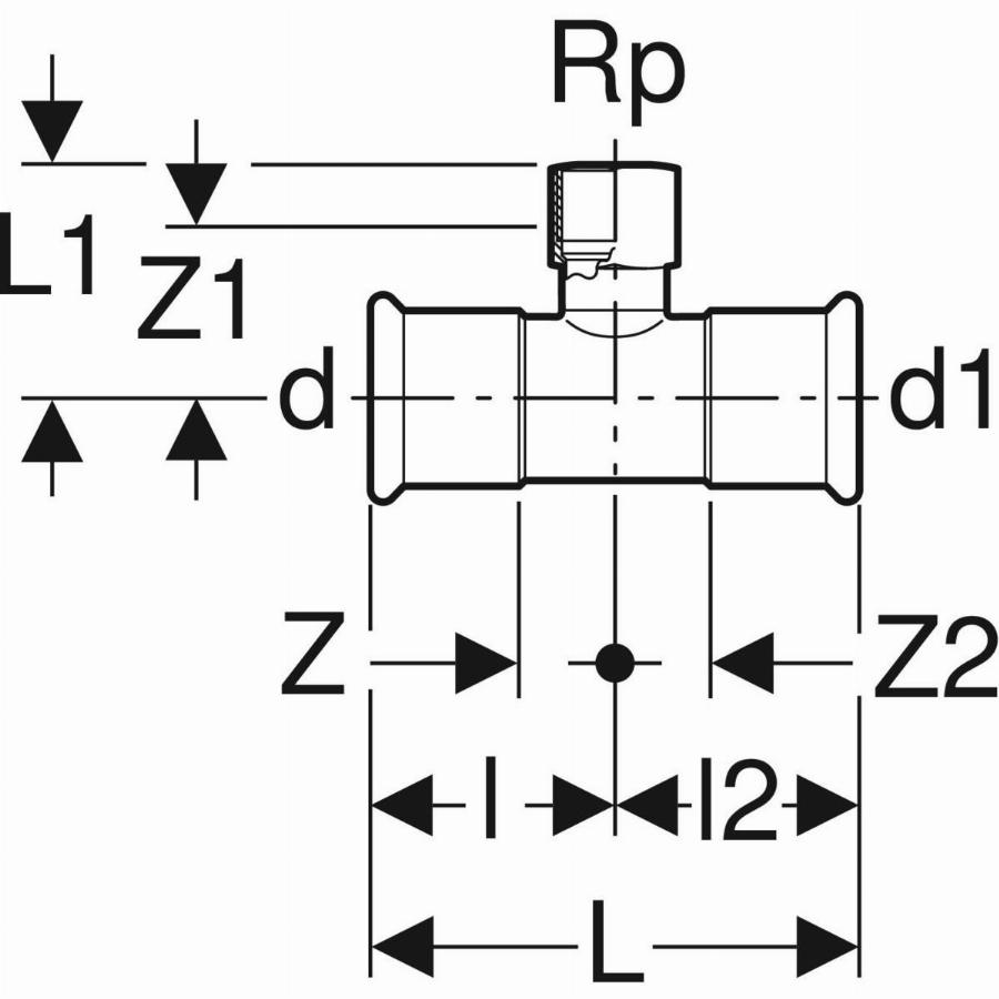 Geberit Mapress Raccordo A T In Acciaio Al Carbonio Con Filettatura Interna, Dn 50 / 25 / 50, Dø 54 Mm, 21322 Geberit Mapress Raccordo A T In Acciaio Al Carbonio Con Filettatura Interna, Dn 50 / 25 / 50, Dø 54 Mm, 21322
