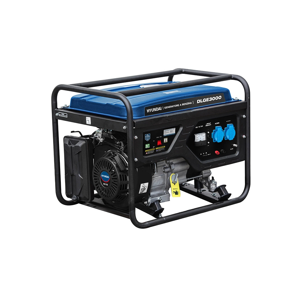 GENERATORE DI CORRENTE BENZINA 4 TEMPI MONOFASE 2,8KW 7HP 212cc DLGE3000 HYUNDAI