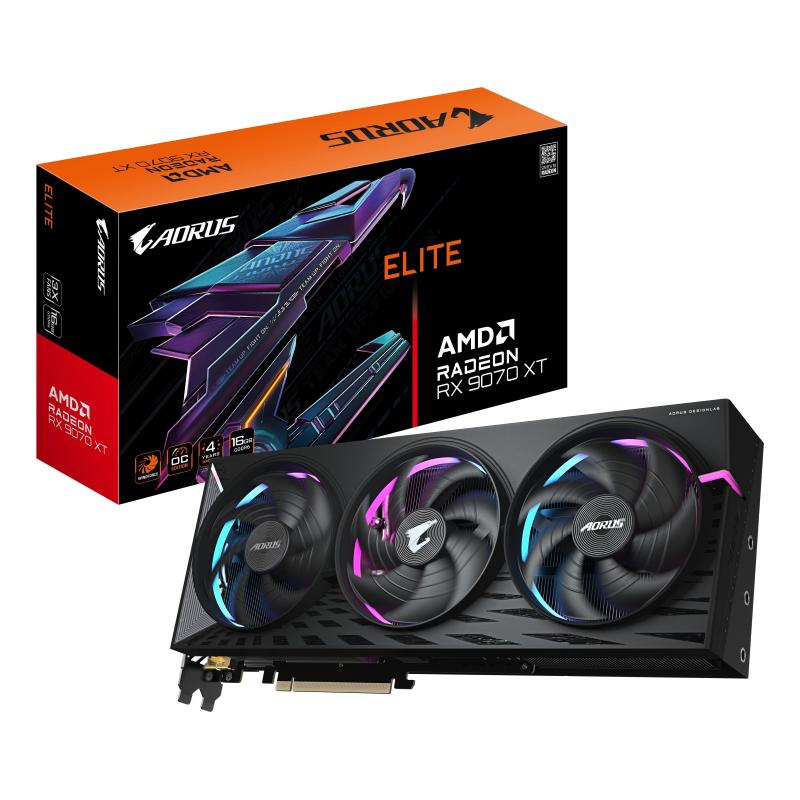 Gigabyte aorus radeon rx 9070 xt elite 16g scheda grafica - 16 gb gddr6, 256 bit, pci-e 5.0, 3100 mhz frequenza base, 2 x