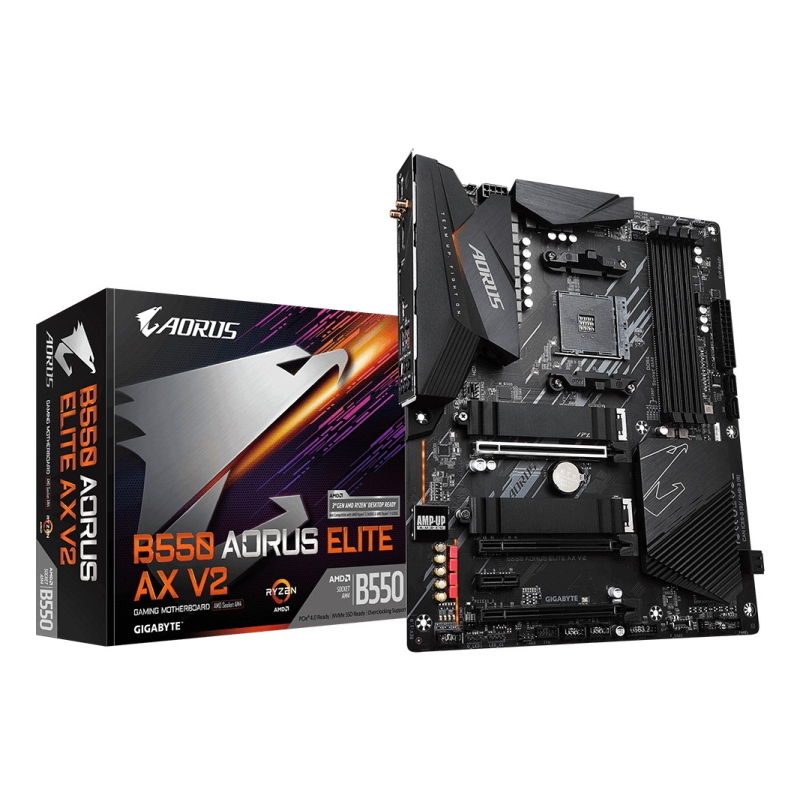 Gigabyte b550 aorus elite ax v2 scheda madre - cpu amd ryzen 5000, vrm a 12+2 fasi, fino a 4733 mhz ddr4, 1xpcie 4.0 + 1xpcie