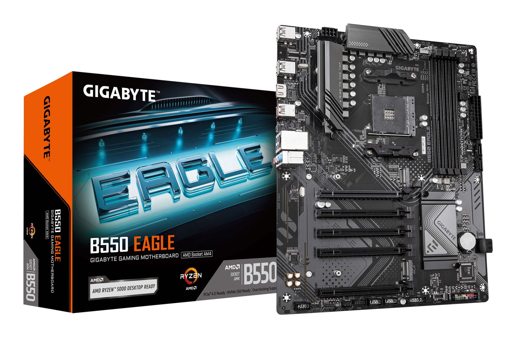 GIGABYTE B550 EAGLE Scheda madre - CPU AMD Ryzen serie 5000 G VRM a 10+3+1 fasi fino a 3200 MHz DDR4 1xPCIe 4.0 + 1xPCIe 3.0 M.2 LAN 1GbE USB 3.2 Gen 2
