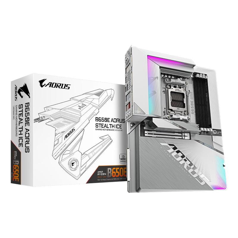 Gigabyte b650e aorus stealth ice scheda madre - amd ryzen serie 9000, vrm a 12+2+2 fasi, fino a 8000 mhz ddr5 (oc), 1xpcie 5.0