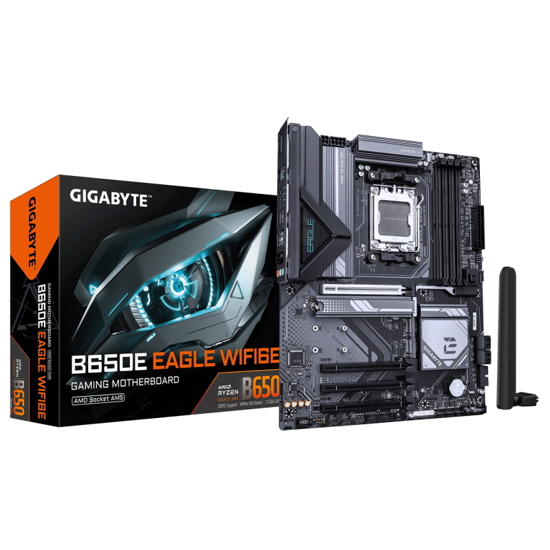 Gigabyte b650e eagle wifi6e scheda madre - cpu amd ryzen 9000 series, vrm a 8+2+2 fasi, fino a 8200mhz ddr5 (o.c), 1xpcie 5.0 +