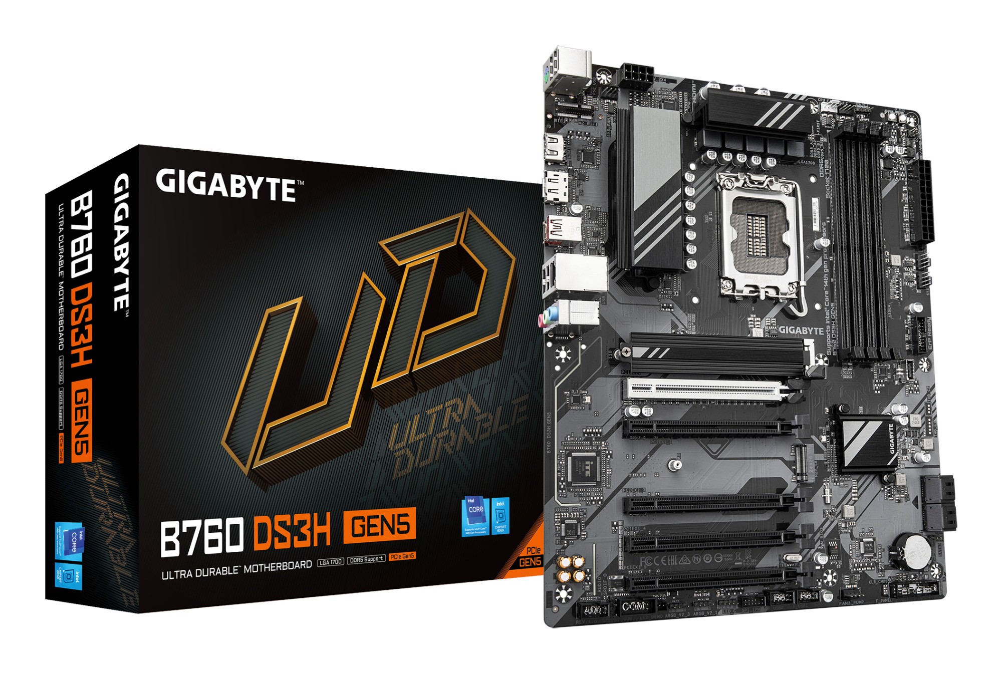 GIGABYTE B760 DS3H GEN5 Scheda Madre Supporta processori Intel Core di 14a generazione VRM digitale a 8+2+1 fasi fino a 5600 MHz DDR5 2 x M.2 PCIe 4.0 LAN 1 GbE USB 3.2 Gen 2x2