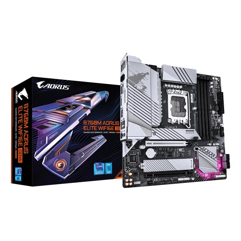 Gigabyte b760m aorus elite wifi6e gen5 scheda madre - compatibile con cpu intel core 14ª generazione, vrm digitale a 12+1+1
