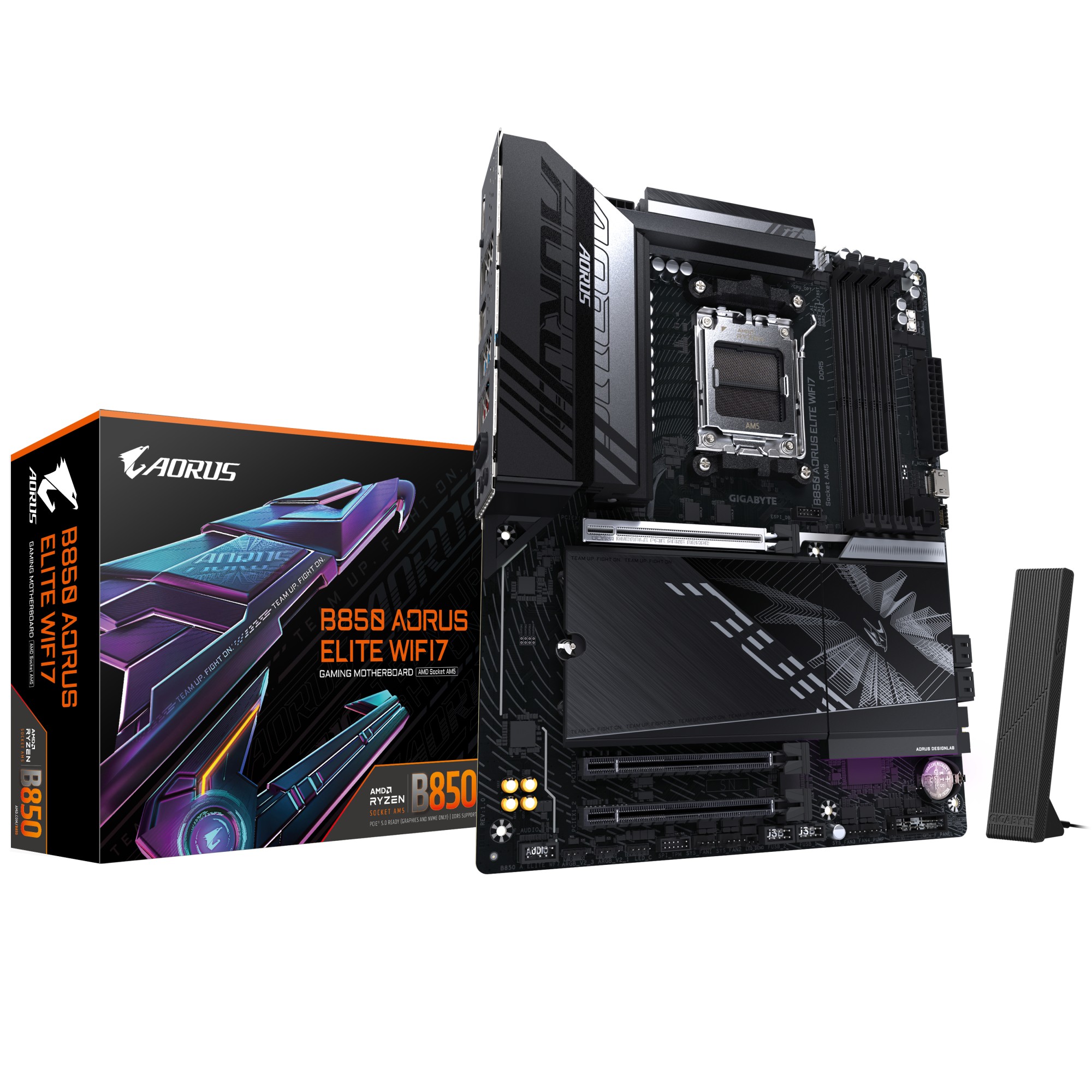 GIGABYTE B850 AORUS ELITE WIFI7 Scheda Madre - CPU AMD Ryzen Serie 9000 VRM digitale 14+2+2 fasi fino a 8200MHz DDR5 (OC) 1xPCIe 5.0 + 2xPCIe 4.0 M.2 LAN 25 WIFI 7 USB 3.2 Gen 2x2