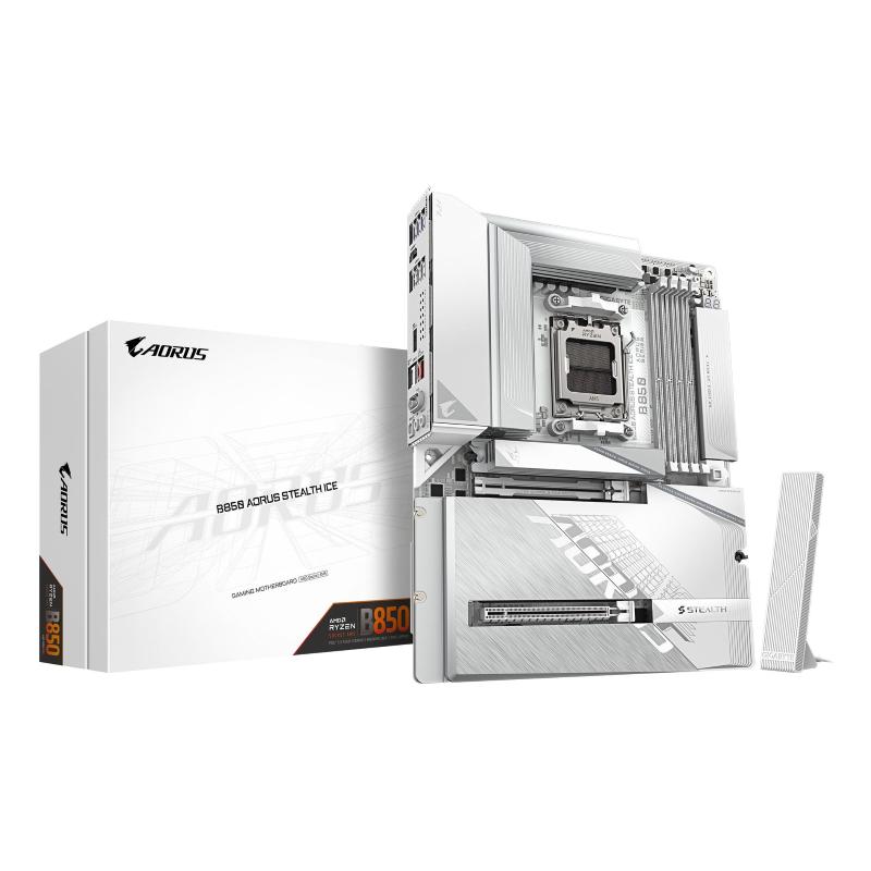 Gigabyte b850 aorus stealth ice scheda madre - cpu amd ryzen serie 9000, vrm digitale a 14+2+2 fasi, fino a 8200 mhz ddr5 (oc),