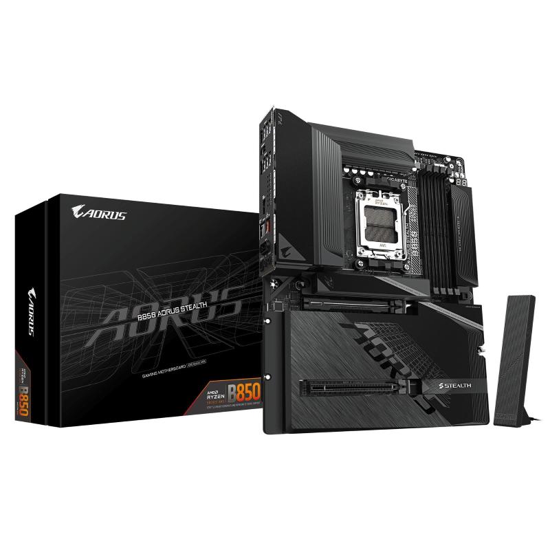 Gigabyte b850 aorus stealth scheda madre - cpu amd ryzen serie 9000, vrm digitale a 14+2+2 fasi, fino a 8200 mhz ddr5 (o.c.),