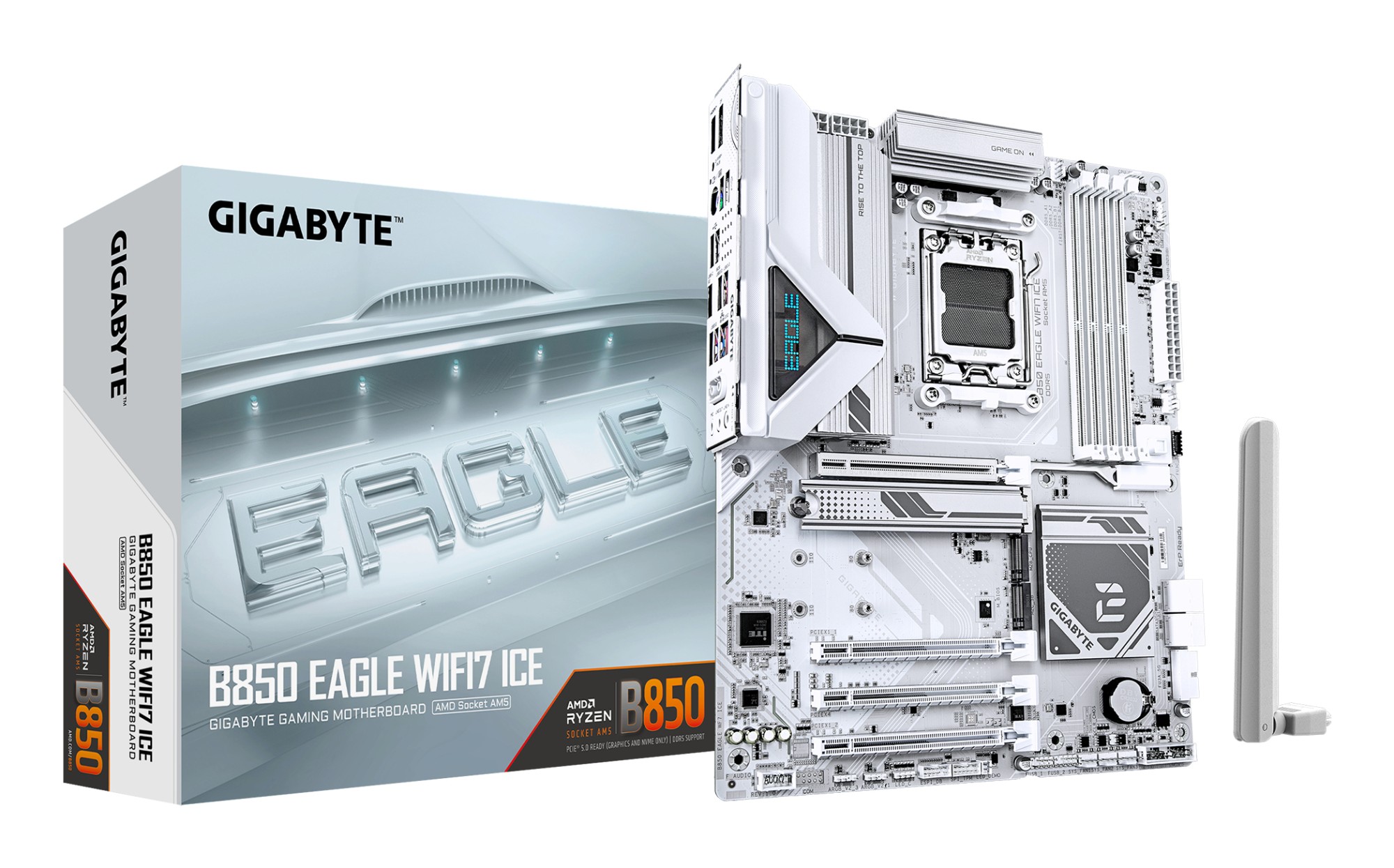 GIGABYTE B850 EAGLE WIFI7 ICE Scheda madre - CPU AMD Ryzen serie 9000 VRM digitale a 8+2+2 fasi fino a 8200 MHz DDR5 (O.C.) 1x M.2 PCIe 5.0 + 2x M.2 PCIe 4.0 Wi-Fi 7 LAN 2.5 GbE USB 3.2 Gen 2