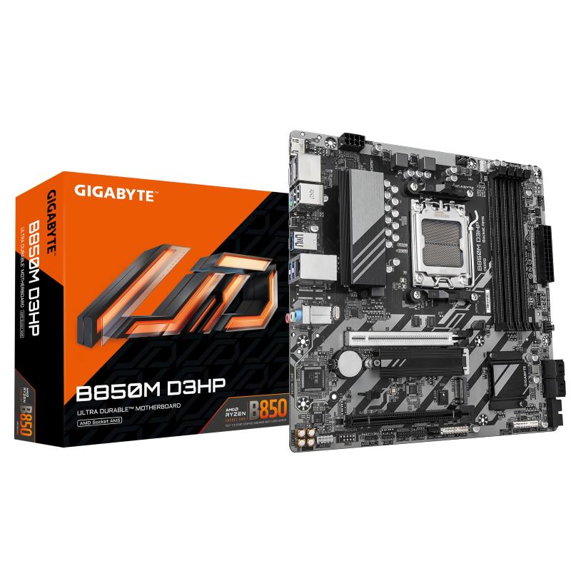 Gigabyte b850m d3hp scheda madre - processori amd ryzen serie 9000, 5+2+2 fasi vrm digitali, fino a 8200mhz ddr5 (oc), 1xpcie 5.0 + 1xpcie 4.0 m.2, lan gbe, usb 3.2 gen 2