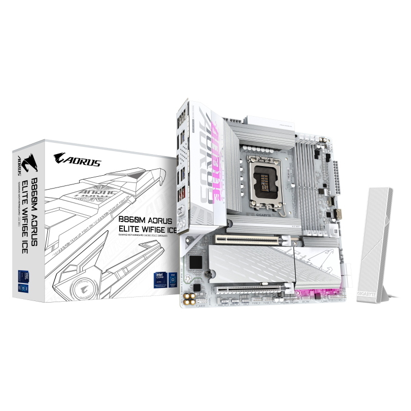 Gigabyte b860m aorus elite wf6e ice scheda madre - cpu intel core ultra, vrm a 12+1+2+1 fasi, fino a 9200mhz ddr5, 1xpcie 5.0 +