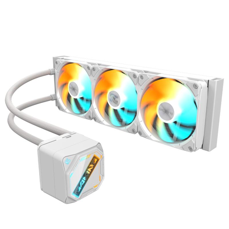 Gigabyte gaming 360 ice raffreddamento liquido per cpu - 3x120 mm ventole argb, meccanismo di bloccaggio a scorrimento,