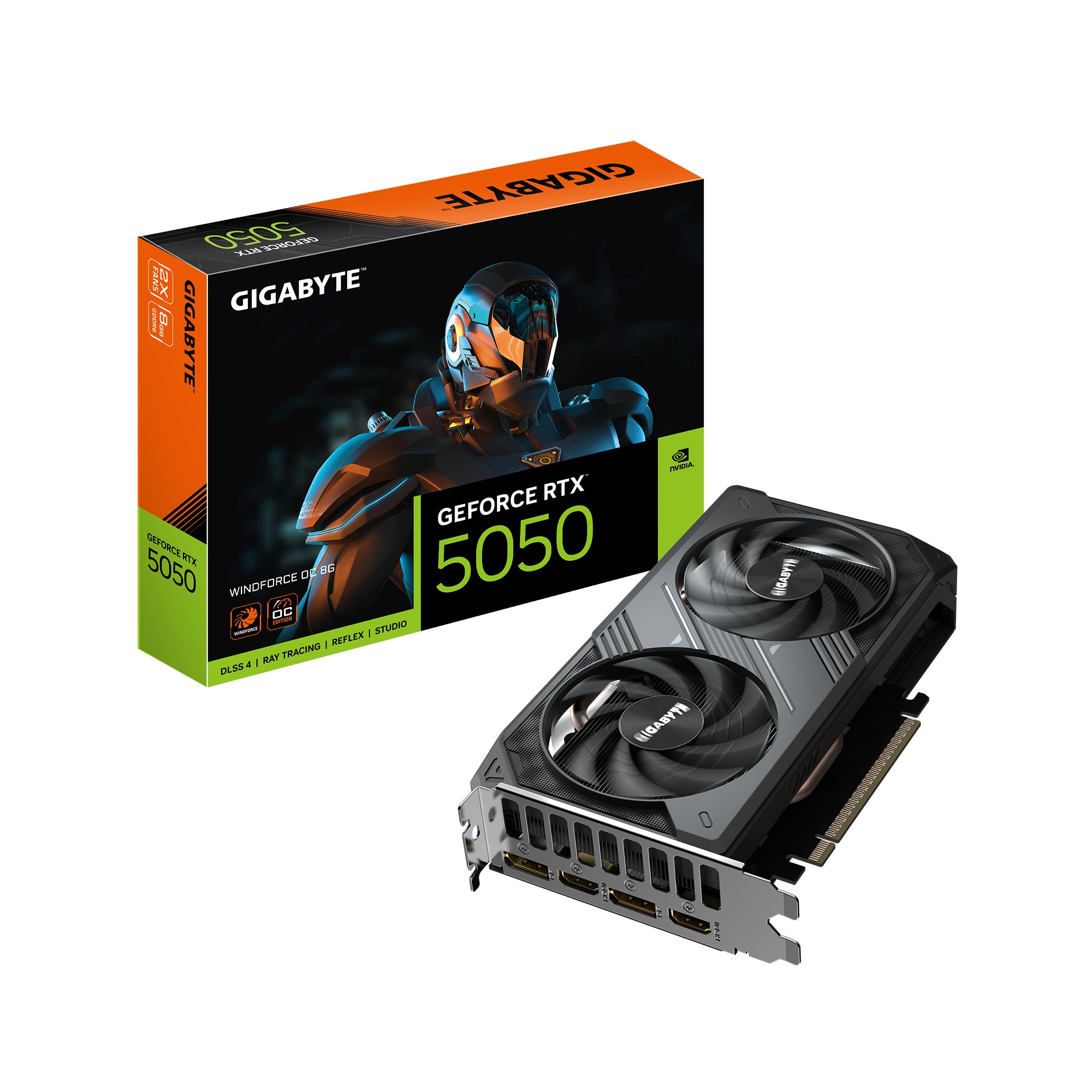 GIGABYTE GeForce RTX 5050 WINDFORCE OC 8G Scheda Grafica - 8GB GDDR6 128bit PCI-E 5.0 2587MHz Frequenza core 2 x DP 2 x HDMI NVIDIA DLSS 4 GV-N5050WF2OC-8GD