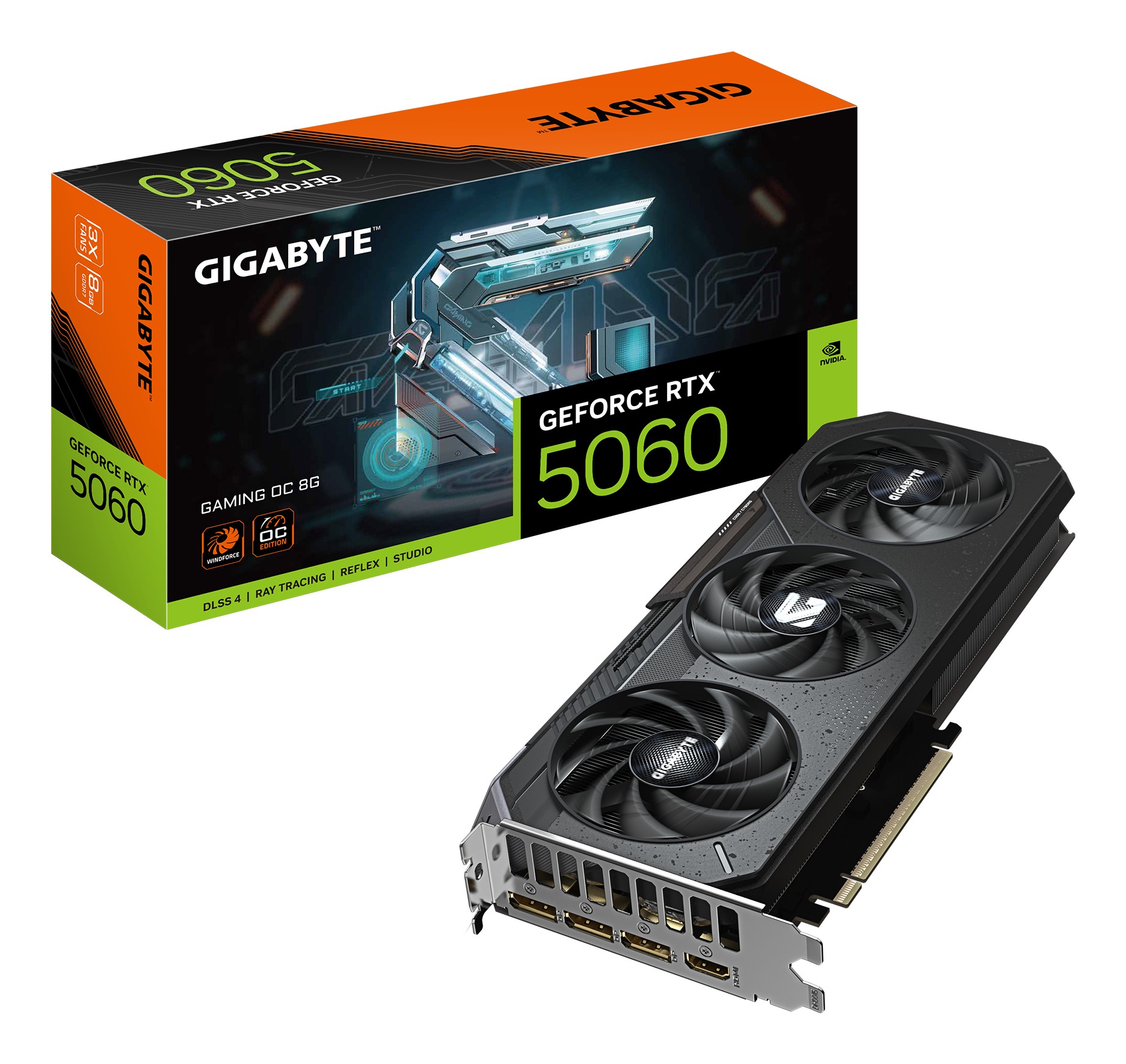 GIGABYTE GeForce RTX 5060 GAMING OC 8G Scheda Grafica - 8GB GDDR7 128bit PCI-E 5.0 2595 MHz Frequenza core 3 x DisplayPort 1 x HDMI GV-N5060GAMING OC-8GD