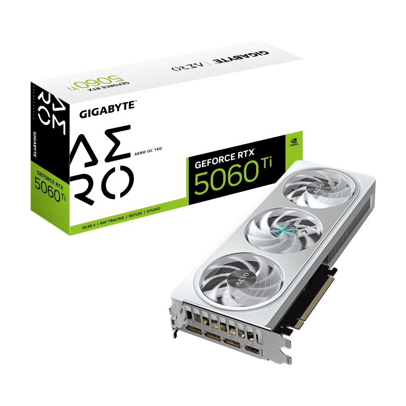 Gigabyte geforce rtx 5060 ti aero oc 16g scheda grafica - 16 gb gddr7, 128 bit, pci-e 5.0, 2647mhz frequenza core, 3 x