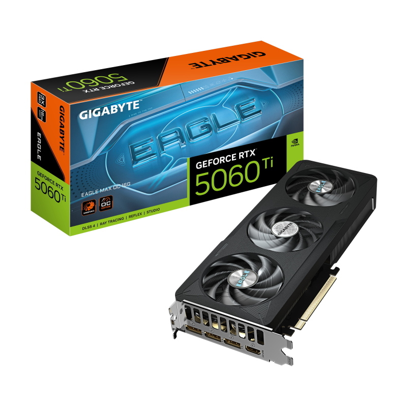 Gigabyte geforce rtx 5060 ti eagle max oc 16g scheda grafica - 16gb gddr7, 128bit, pci-e 5.0, 2617mhz frequenza core, 3 x dp, 1