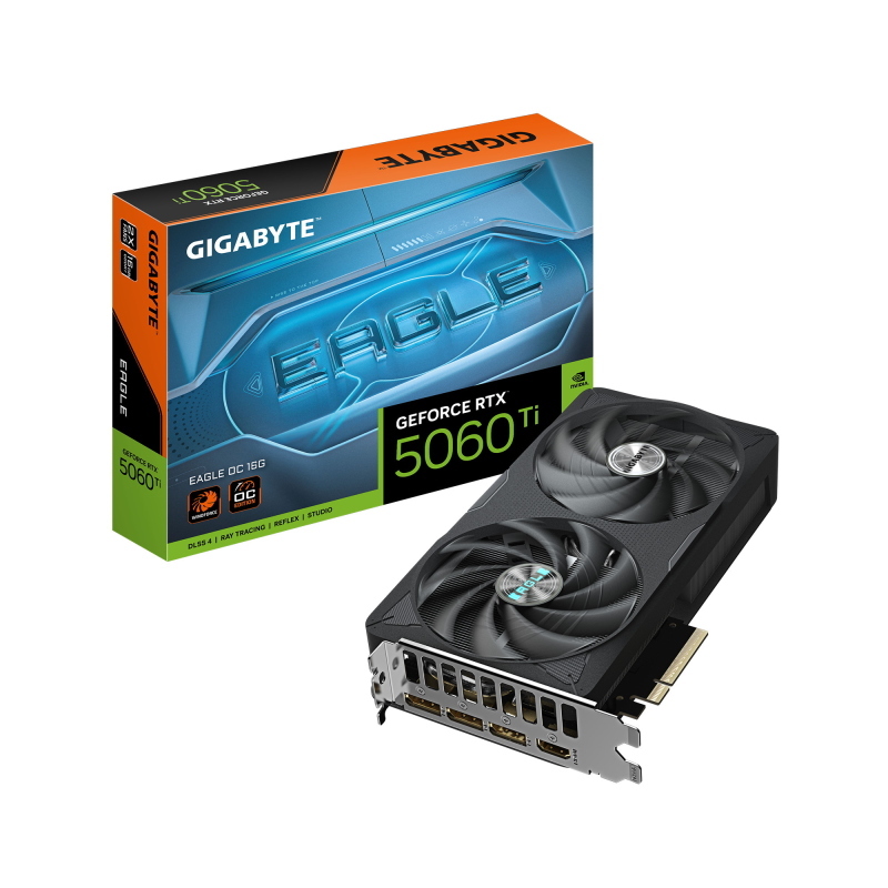 Gigabyte geforce rtx 5060 ti eagle oc 16g scheda grafica - 16 gb gddr7, 128 bit, pci-e 5.0, 2617 mhz frequenza del core, 3 x