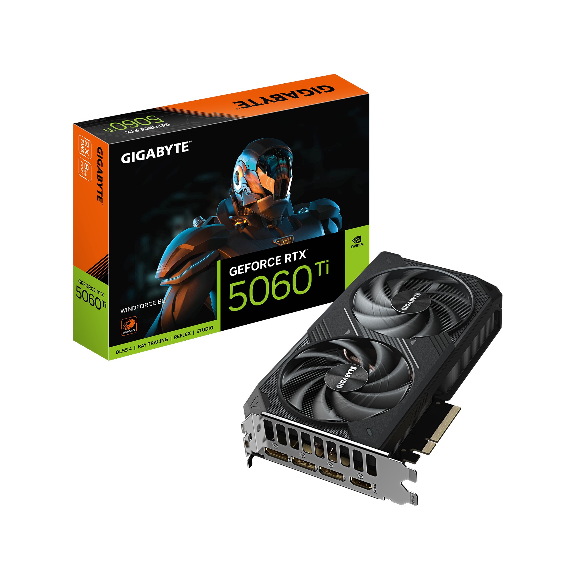 GIGABYTE GeForce RTX 5060 Ti WINDFORCE 8G Scheda Grafica 8 GB GDDR7 128 bit PCI-E 5.0 2572 MHz Frequenza del core 3 x DisplayPort 1 x HDMI GV-N506TWF2-8GD