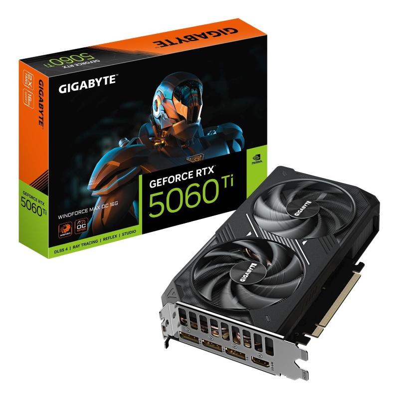 Gigabyte geforce rtx 5060 ti windforce max oc 16g scheda grafica - 16 gb gddr7, 128 bit, pci-e 5.0, 2587 mhz frequenza del