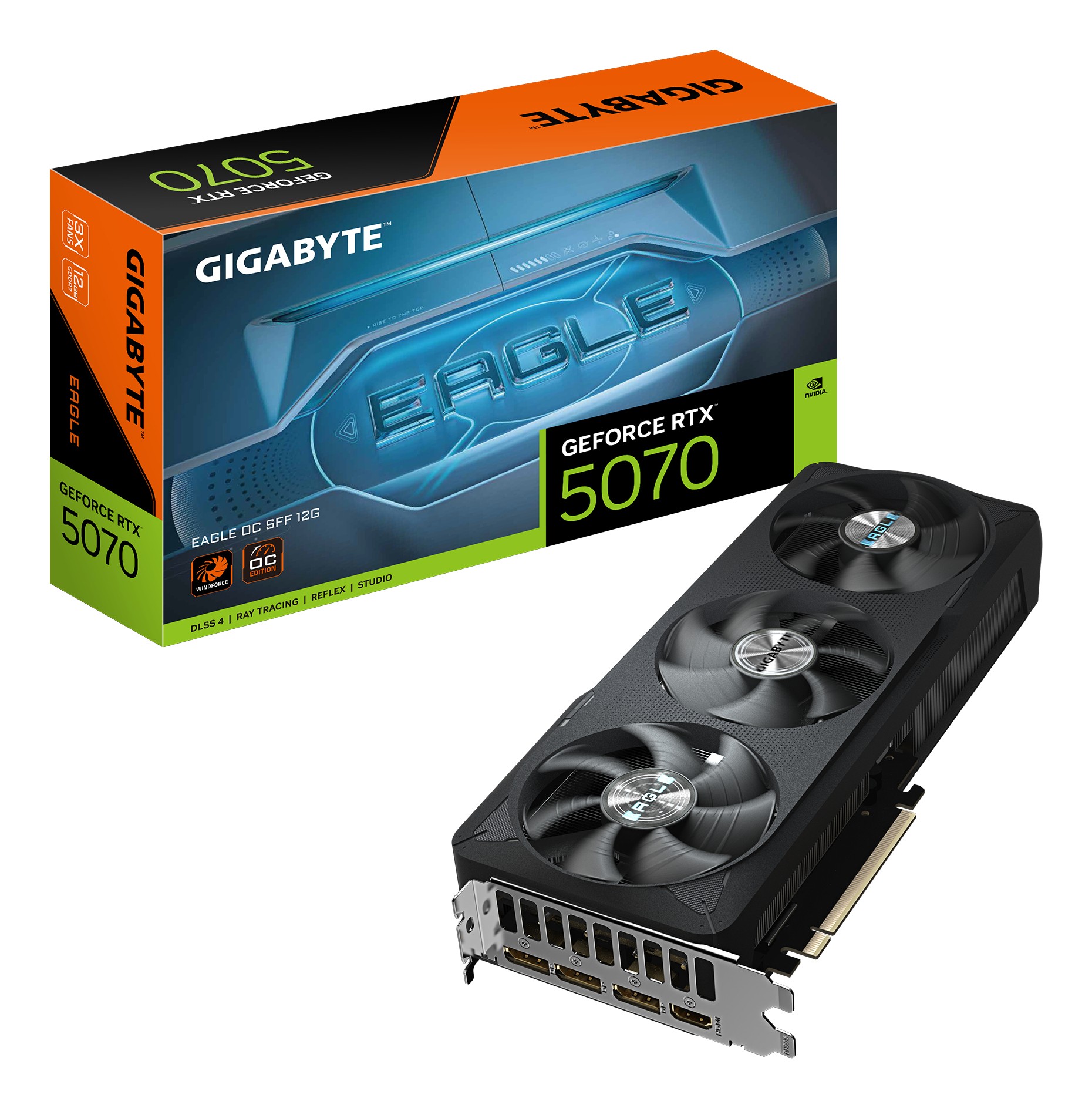 GIGABYTE GeForce RTX 5070 EAGLE OC SFF 12G Scheda Grafica - 12GB GDDR7 192 bit PCI-E 5.0 2587 MHz Core Clock 3 x DP 2.1b 1 x HDMI 2.1b NVIDIA DLSS 4 GV-N5070EAGLE OC-12GD