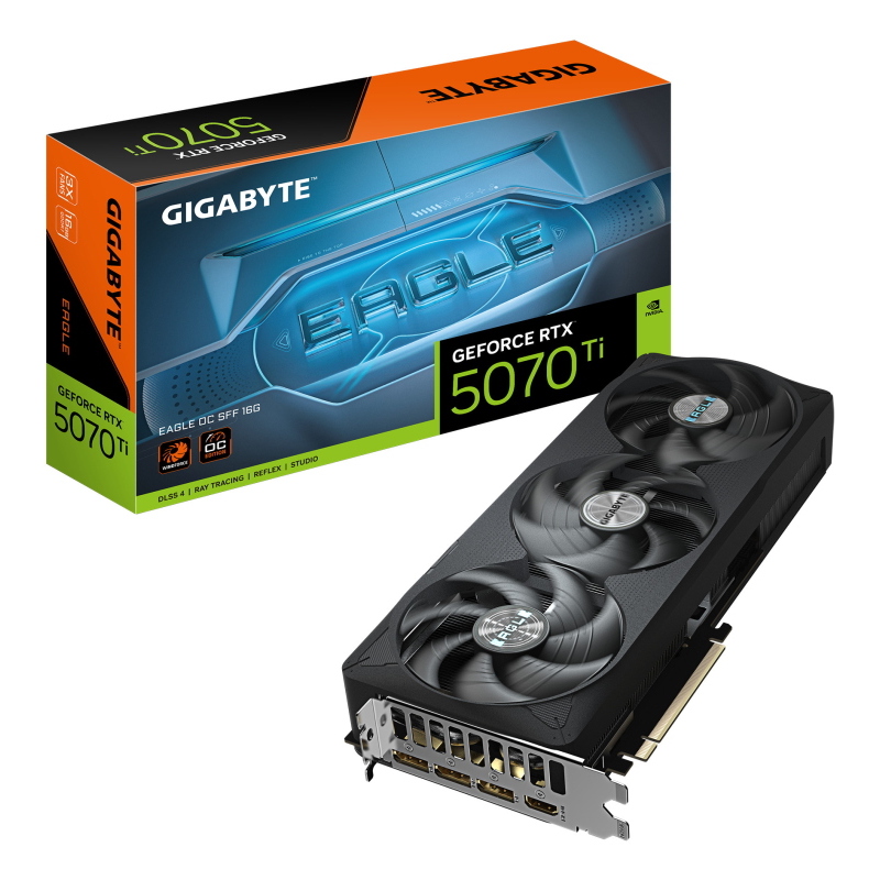Gigabyte geforce rtx 5070 ti eagle oc sff 16g scheda grafica - 16gb gddr7, 256 bit, pci-e 5.0, 2542 mhz core clock, 3 x dp