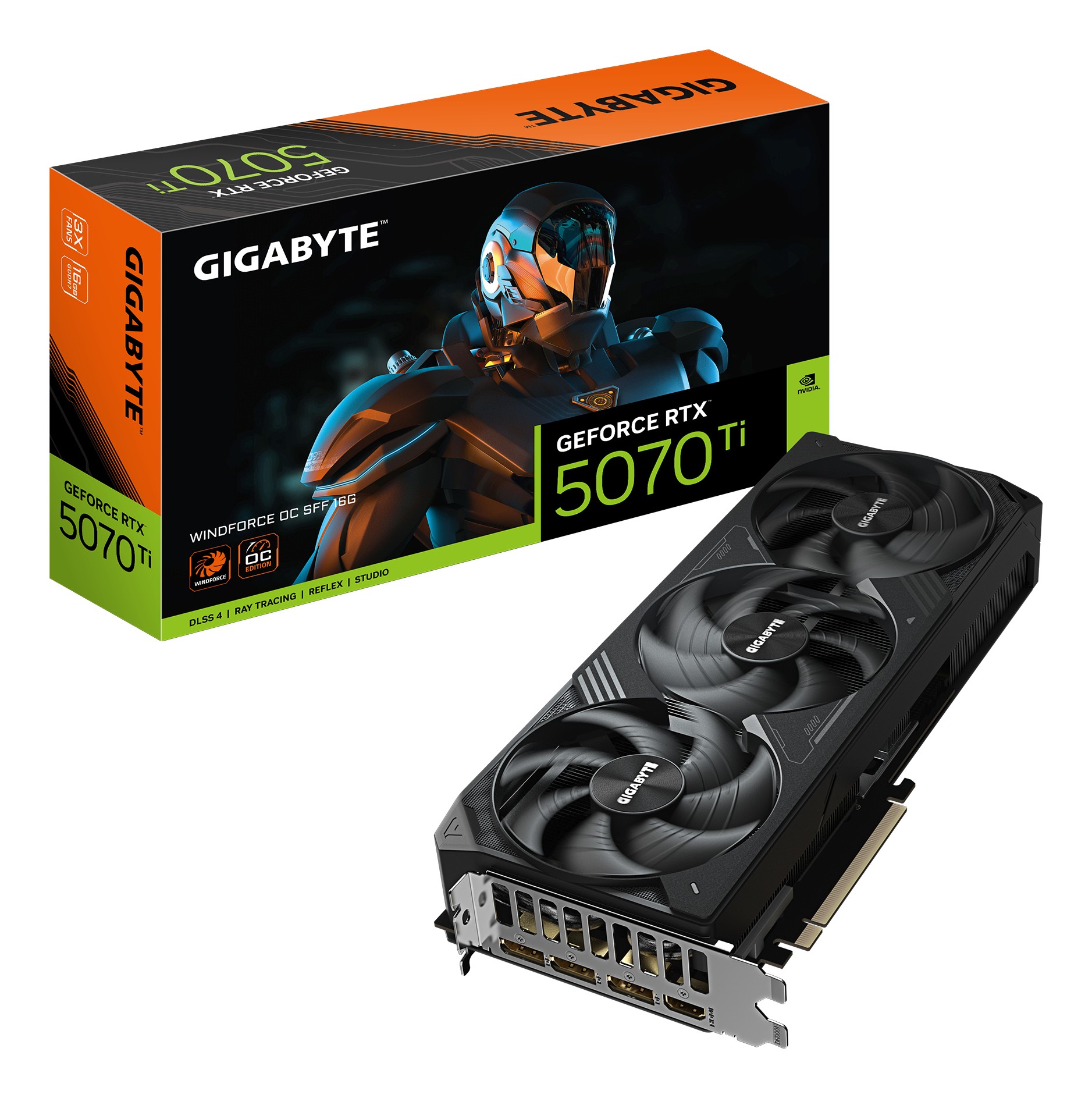 GIGABYTE GeForce RTX 5070 Ti WINDFORCE OC SFF 16G Scheda Grafica - 16GB GDDR7 256 bit PCI-E 5.0 2497 MHz Core Clock 3 x DP 2.1a 1 x HDMI 2.1b NVIDIA DLSS 4 GV-N507TWF3OC-16GD