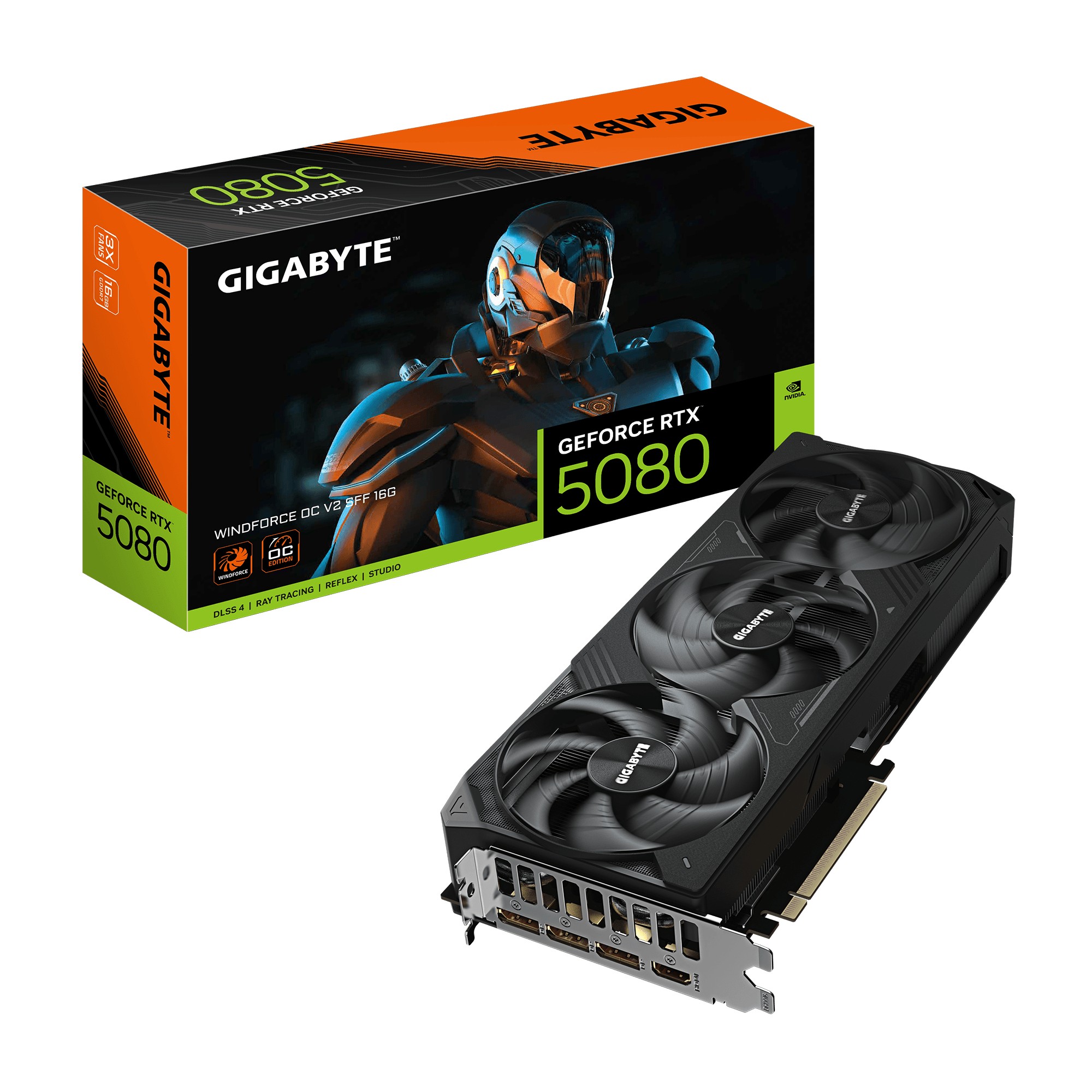 GIGABYTE GeForce RTX 5080 WINDFORCE OC SFF 16G Scheda grafica 16GB GDDR7 256bit PCI-E 5.0 2670MHz Core Clock 3 × DP 2.1b 1 × HDMI 2.1b DLSS 4 GV-N5080WF3OCV2-16GD GIGABYTE GeForce RTX 5080 WINDFORCE OC SFF 16G Scheda grafica 16GB GDDR7 256bit PCI-E 5.0 2670MHz Core Clock 3 × DP 2.1b 1 × HDMI 2.1b DLSS 4 GV-N5080WF3OCV2-16GD
