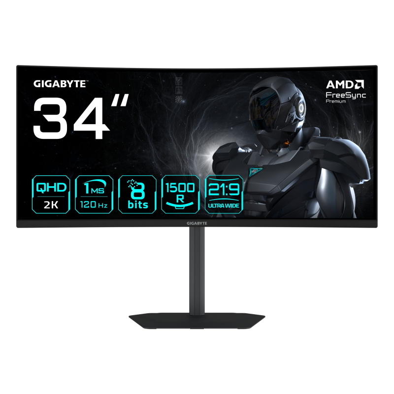 Gigabyte gs34wqca monitor gaming curvo 34 wqhd - 3440 x 1440, 1500r, 120hz, 1ms, 300 cd/m², freesync premium, hdr ready, hdmi Gigabyte gs34wqca monitor gaming curvo 34 wqhd - 3440 x 1440, 1500r, 120hz, 1ms, 300 cd/m², freesync premium, hdr ready, hdmi
