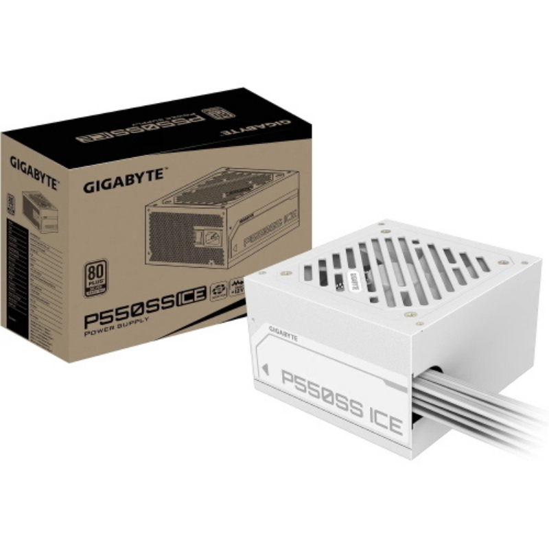 Gigabyte p550ss ice alimentatore 550w completamente modulare 80 plus silver pcie 5.0 ventola 120mm atx 3.0 bianco ghiaccio