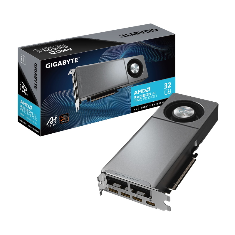 Gigabyte radeon ai pro r9700 ai top 32g scheda grafica - 32 gb gddr6, 256 bit, pci-e 5.0, 2920 mhz frequenza del core, 3 x Gigabyte radeon ai pro r9700 ai top 32g scheda grafica - 32 gb gddr6, 256 bit, pci-e 5.0, 2920 mhz frequenza del core, 3 x