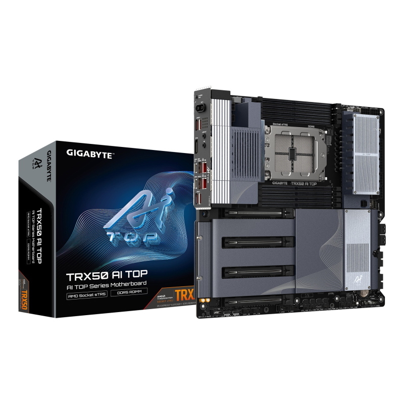 Gigabyte trx50 ai top-2b scheda madre - cpu amd ryzen threadripper pro 7000, vrm digitale a 16+8+4 fasi, fino a 5200 mhz ddr5,