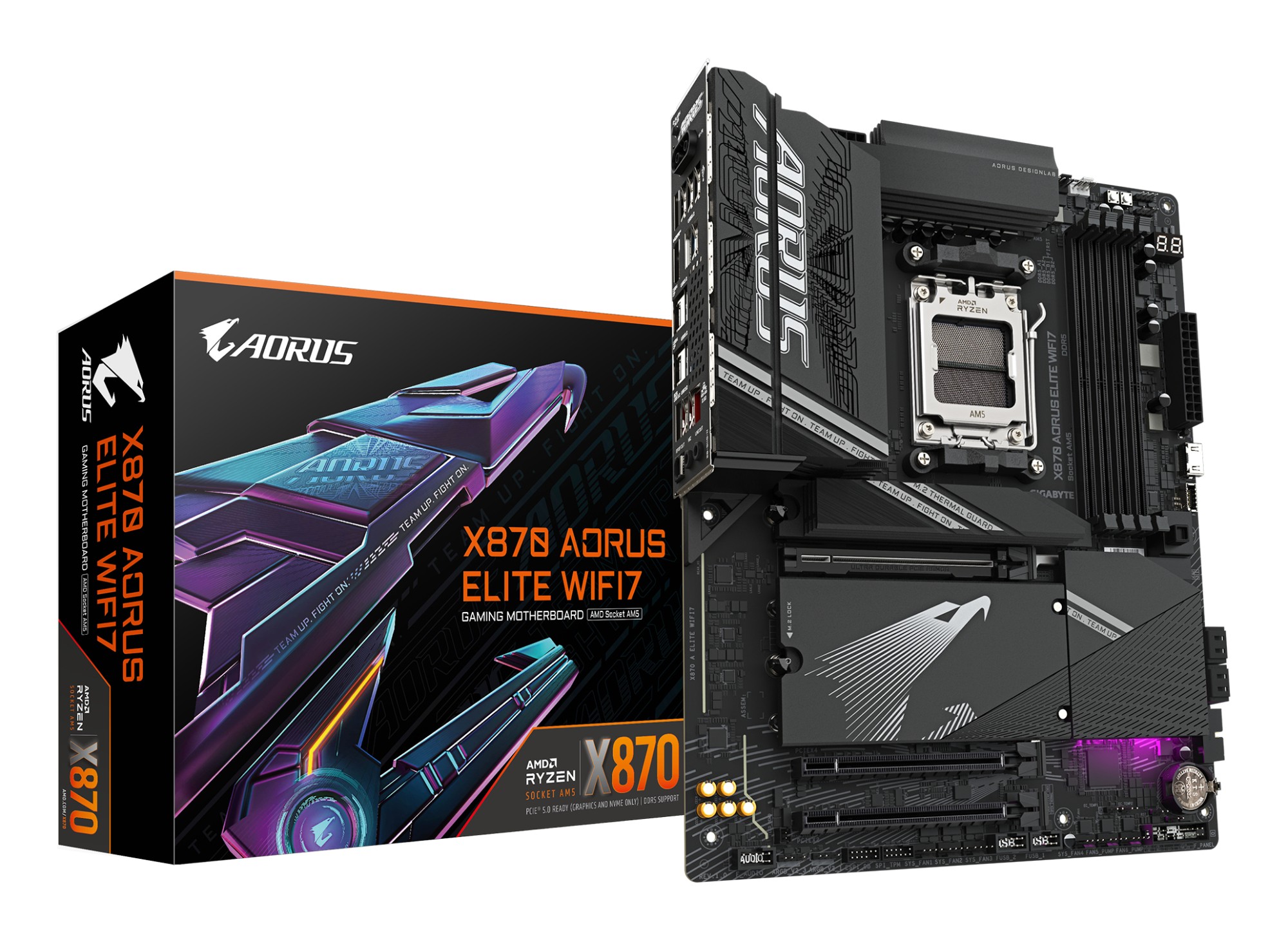 GIGABYTE X870 AORUS ELITE WIFI7 Scheda Madre - Supporta CPU AMD Ryzen 9000 16+2+2 fasi VRM fino a 8000MHz DDR5 (OC) 3xPCIe 5.0 + 1xPCIe 4.0 Wi-Fi 7 LAN 2.5GbE USB 4 GIGABYTE X870 AORUS ELITE WIFI7 Scheda Madre - Supporta CPU AMD Ryzen 9000 16+2+2 fasi VRM fino a 8000MHz DDR5 (OC) 3xPCIe 5.0 + 1xPCIe 4.0 Wi-Fi 7 LAN 2.5GbE USB 4