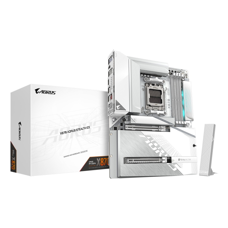 Gigabyte x870 aorus stealth ice scheda madre - supporta cpu amd ryzen 9000, vrm digitale a 16+2+2 fasi, fino a 8200 mhz ddr5