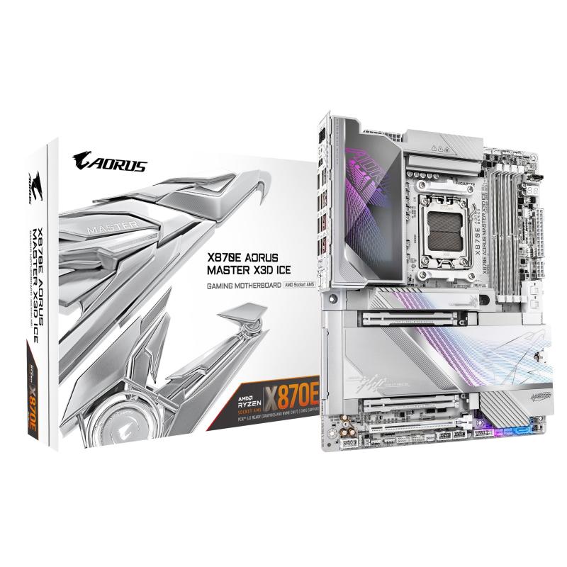 Gigabyte x870e aorus master x3d ice scheda madre - supporta cpu amd ryzen 9000, vrm digitale a 18+2+2 fasi, fino a 9000 hz ddr5