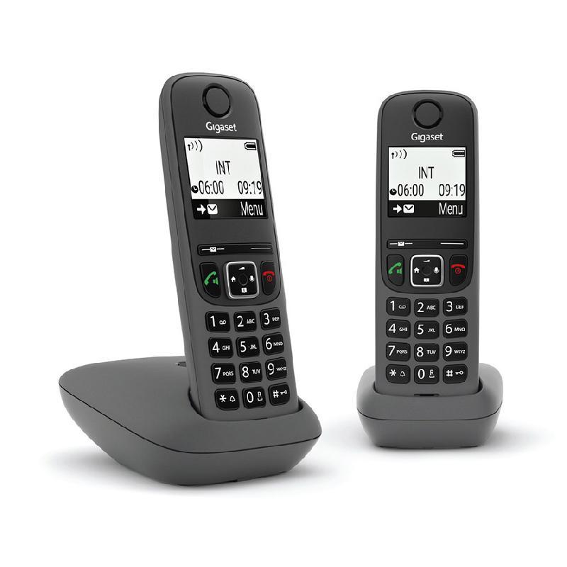 Gigaset as490 duo coppia cordless display 2`` vivavoce rubrica nero