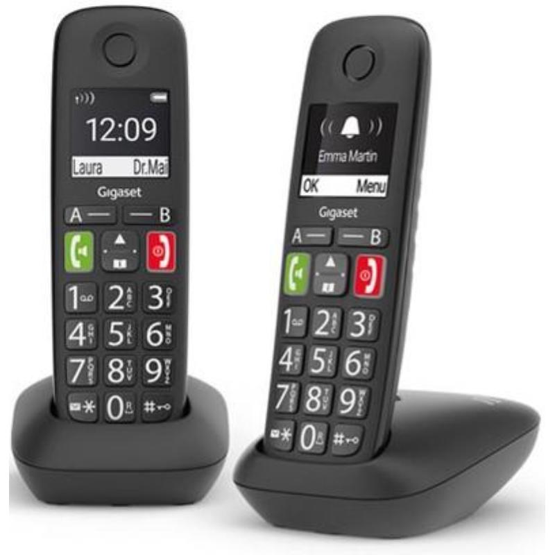Gigaset e290 duo black cordless dect senior