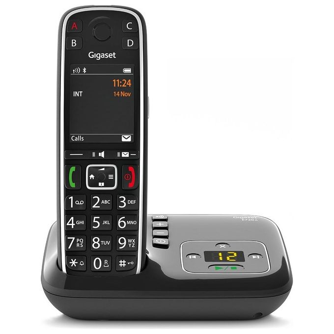 Gigaset S30852-H2923-B101 E720A Cordless DECT GAP Senior Segreteria Bluetooth Display 2.2'' Rubrica 200 Voci colore Nero