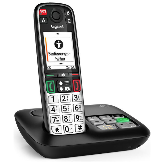 Gigaset S30852-H3135-B101 EASY 500A Telefono analogico DECT con identificatore di chiamata vivavoce e rubrica 200 voci colore Nero Argento Gigaset S30852-H3135-B101 EASY 500A Telefono analogico DECT con identificatore di chiamata vivavoce e rubrica 200 voci colore Nero Argento