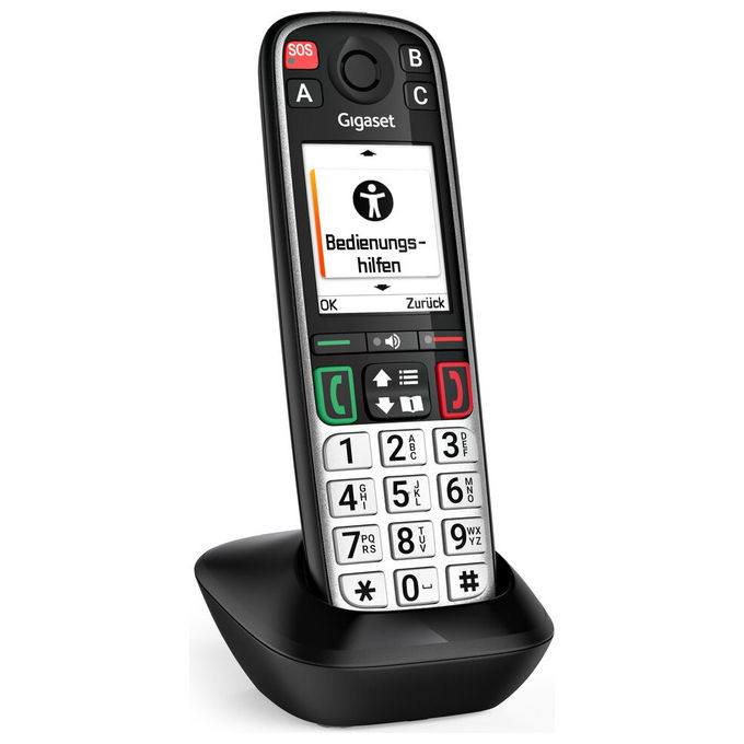 Gigaset S30852-H3165-B101 EASY 500HX Telefono Analogico DECT Tasti Grandi Tasto SOS Vivavoce Memoria 200 Contatti colore Nero Argento Gigaset S30852-H3165-B101 EASY 500HX Telefono Analogico DECT Tasti Grandi Tasto SOS Vivavoce Memoria 200 Contatti colore Nero Argento