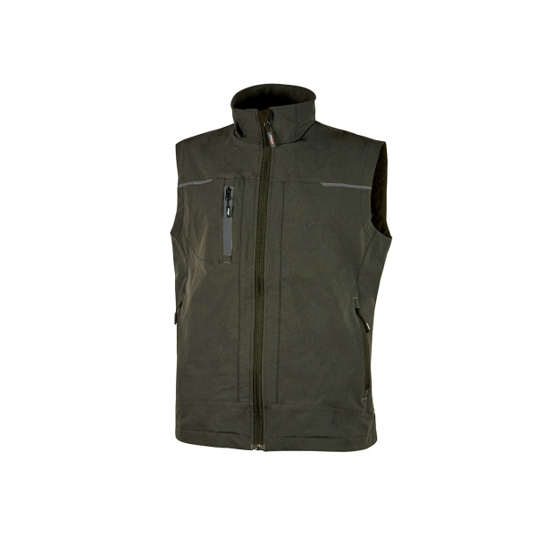 Gilet in tessuto resistente Upower Saturn - Taglia L - Morbido idrorepellente traspirante tasche multiple dettagli riflettenti protezione DPI1 - Verde scuro Gilet in tessuto resistente Upower Saturn - Taglia L - Morbido idrorepellente traspirante tasche multiple dettagli riflettenti protezione DPI1 - Verde scuro