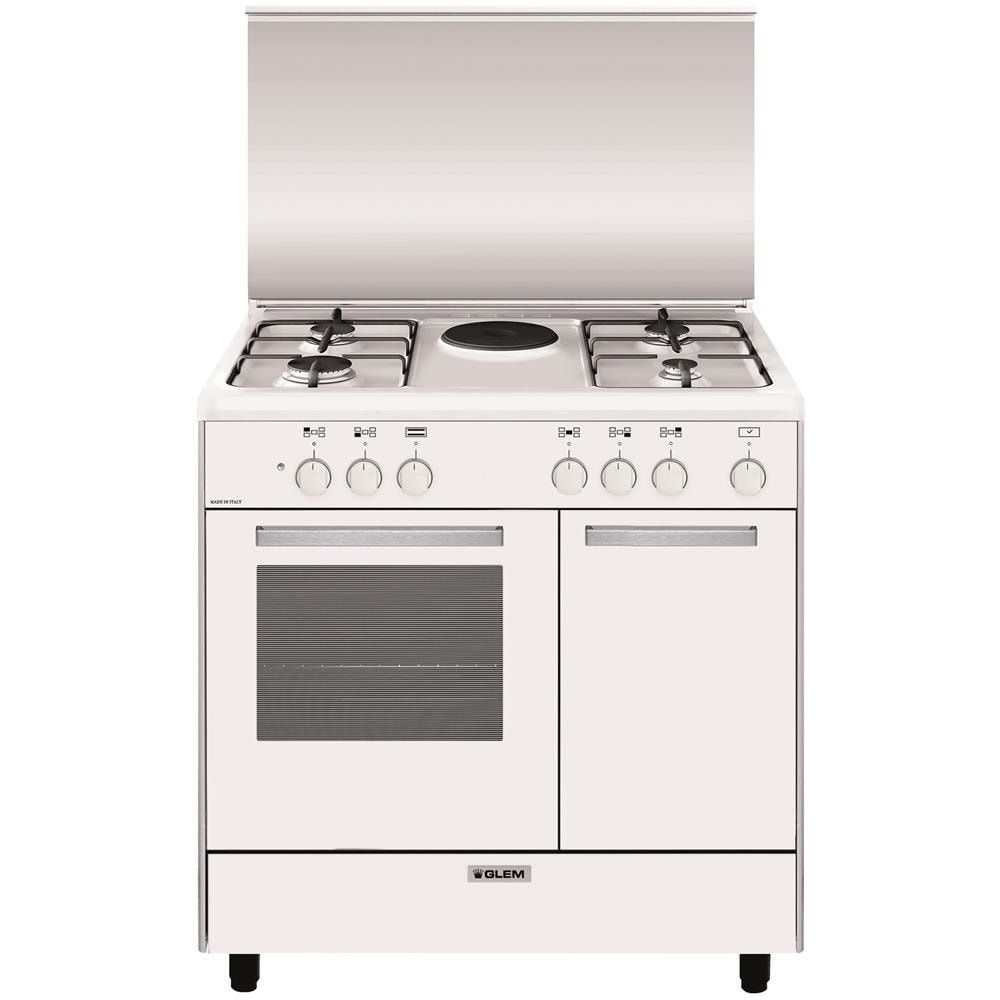 GLEM GAS Cucina Elettrica AR856EX 5 Fuochi Forno Elettrico Classe A Dimensioni 80x50 Colore Bianco Serie Alpha