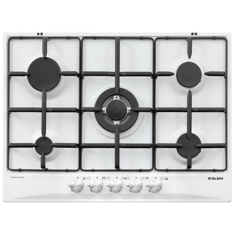 GLEM GAS Piano Cottura GT755WH a Gas 5 Fuochi Gas Colore Bianco