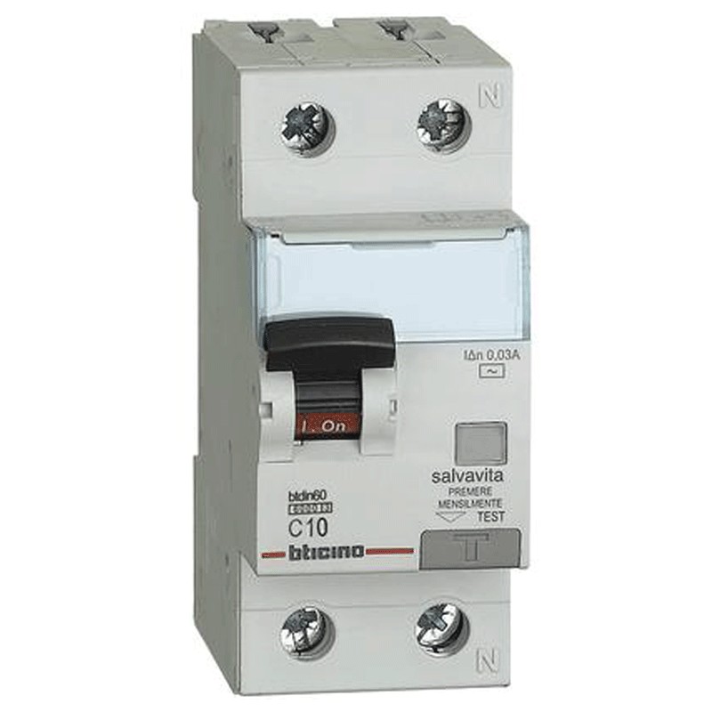 Gn8813ac10 Interruttore Magnetotermico Differenziale Btdin60 1p+n Tipo Ac 10a - Bticino