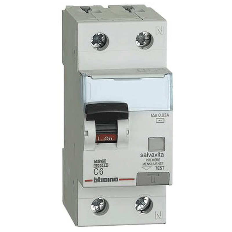 Gn8813ac6 Interruttore Magnetotermico Differenziale Btdin60 1p+n Tipo Ac 6a - Bticino Gn8813ac6 Interruttore Magnetotermico Differenziale Btdin60 1p+n Tipo Ac 6a - Bticino
