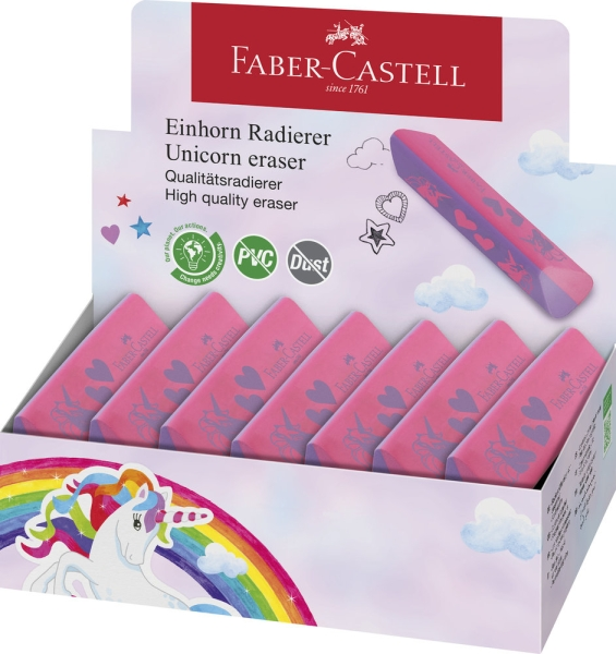 Gomma Faber-Castell Unicorn senza PVC - Forma triangolare ergonomica - Senza residui - Cancellazione pulita e facile