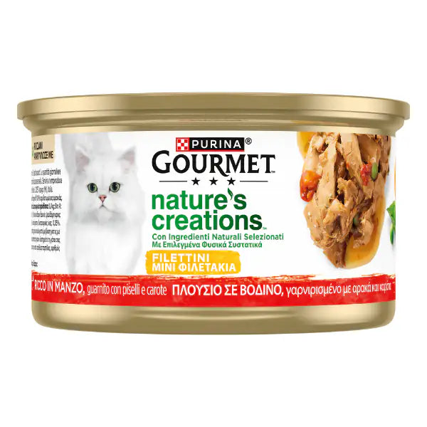 Gourmet nature's creations ricco in manzo guarnito piselli carote 85 g